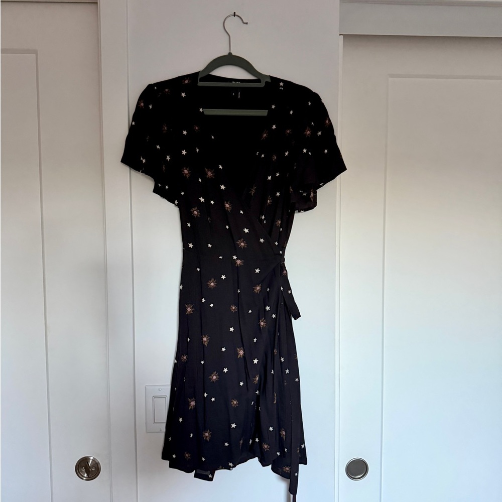 Paige Short Sleeve Black Wrap Dress
